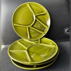 Niderviller Olive Green Ceramic Divided Plates